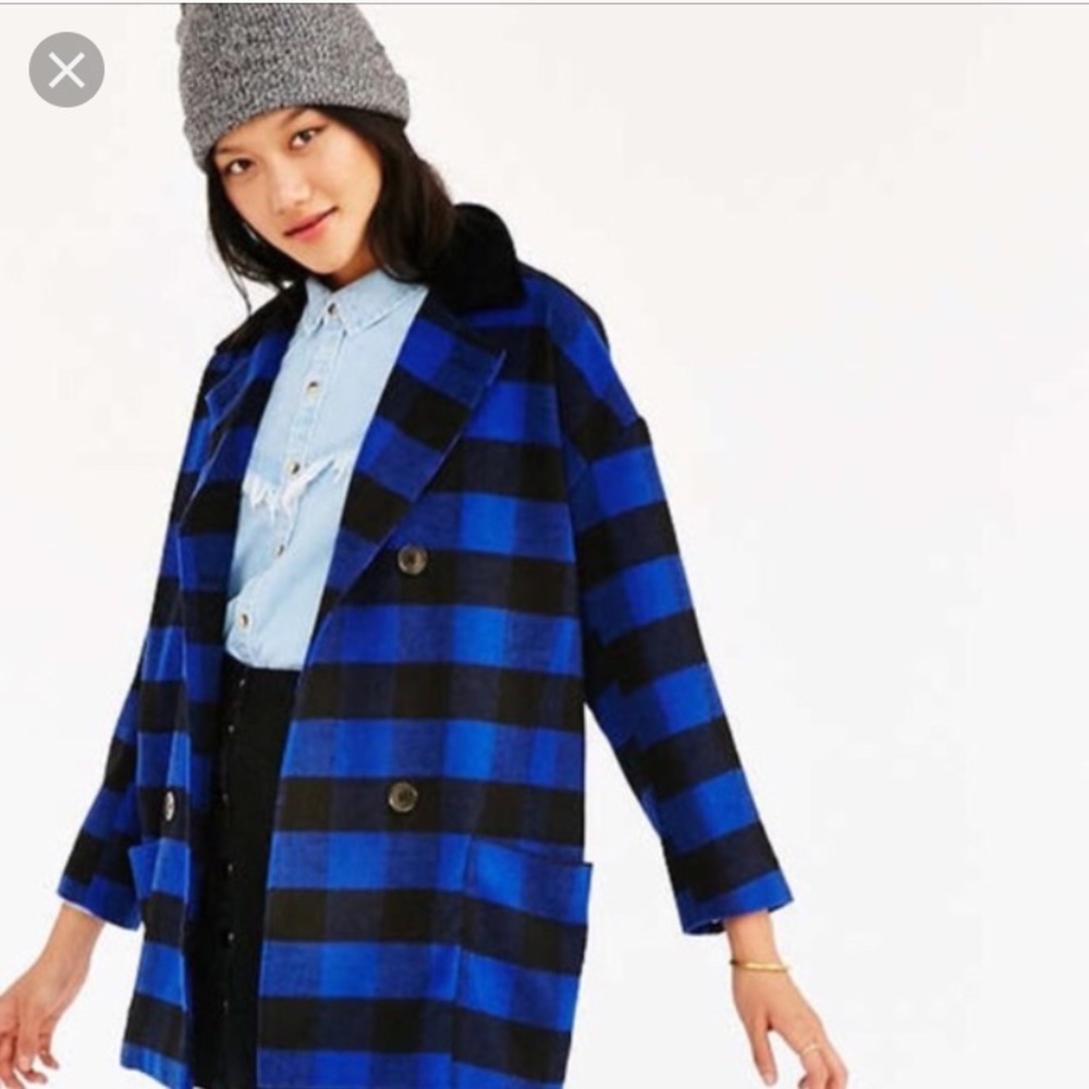 Alice & UO Blue Buffalo Check Pea Coat